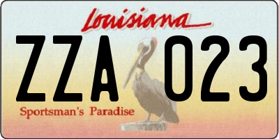 LA license plate ZZA023