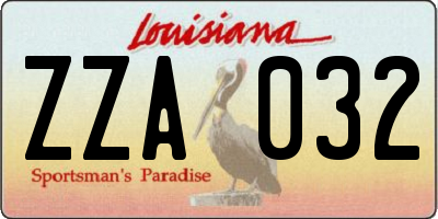 LA license plate ZZA032