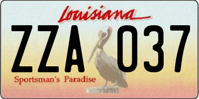 LA license plate ZZA037