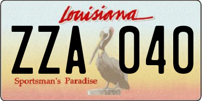 LA license plate ZZA040