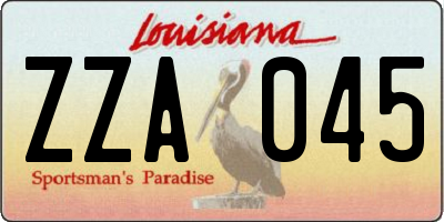 LA license plate ZZA045