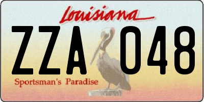 LA license plate ZZA048