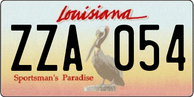 LA license plate ZZA054