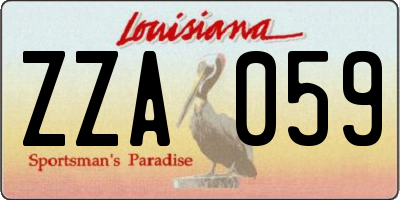 LA license plate ZZA059