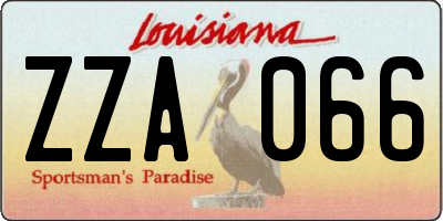 LA license plate ZZA066