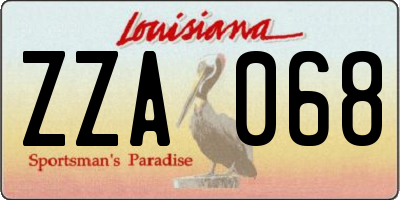 LA license plate ZZA068