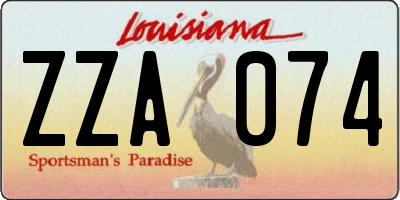 LA license plate ZZA074