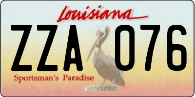 LA license plate ZZA076