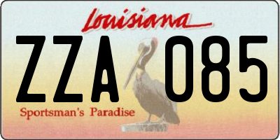 LA license plate ZZA085