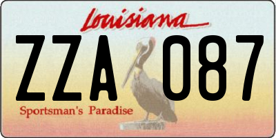 LA license plate ZZA087