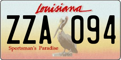 LA license plate ZZA094