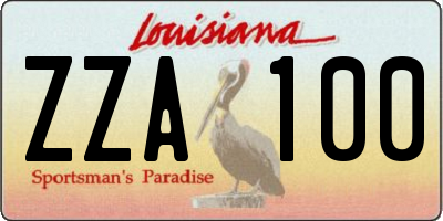 LA license plate ZZA100