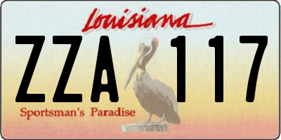 LA license plate ZZA117