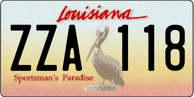 LA license plate ZZA118