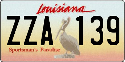 LA license plate ZZA139