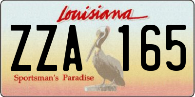 LA license plate ZZA165