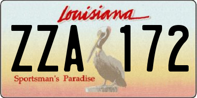 LA license plate ZZA172