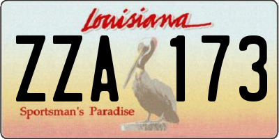 LA license plate ZZA173