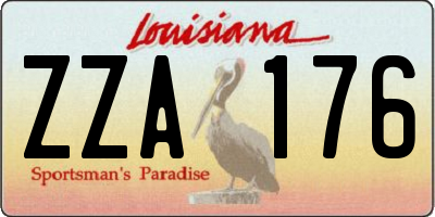 LA license plate ZZA176