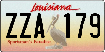 LA license plate ZZA179