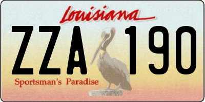 LA license plate ZZA190