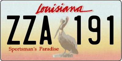 LA license plate ZZA191