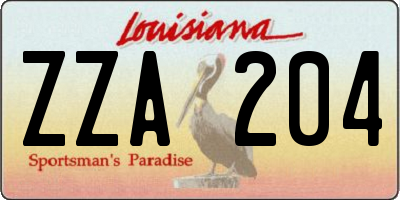 LA license plate ZZA204