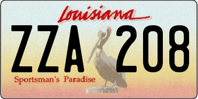 LA license plate ZZA208