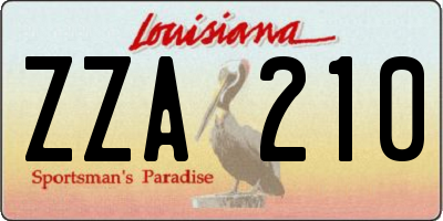 LA license plate ZZA210