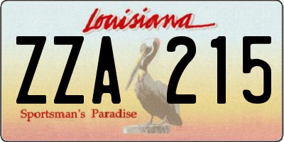 LA license plate ZZA215