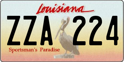 LA license plate ZZA224