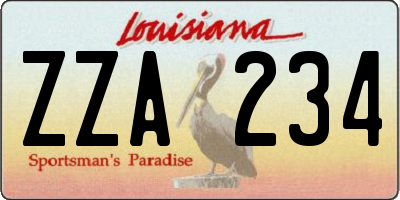 LA license plate ZZA234