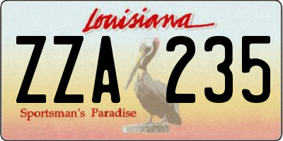 LA license plate ZZA235