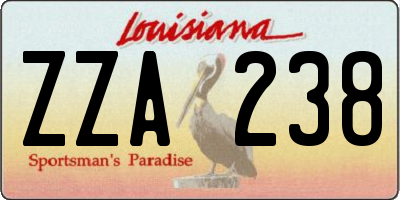 LA license plate ZZA238