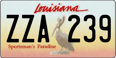 LA license plate ZZA239