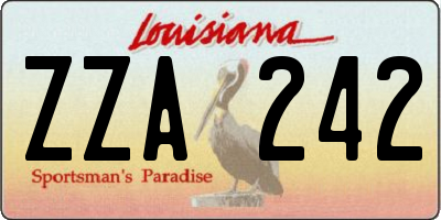 LA license plate ZZA242