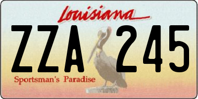 LA license plate ZZA245