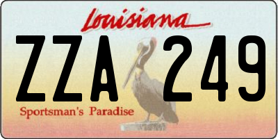 LA license plate ZZA249