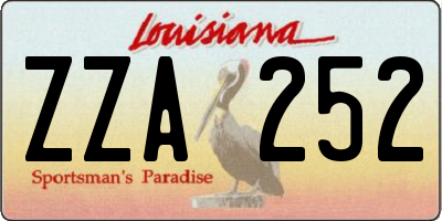 LA license plate ZZA252