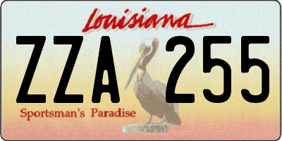 LA license plate ZZA255