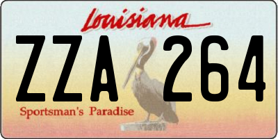 LA license plate ZZA264