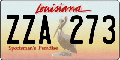 LA license plate ZZA273