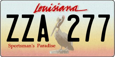 LA license plate ZZA277