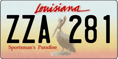 LA license plate ZZA281