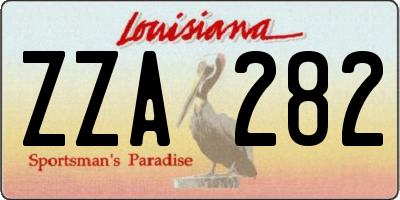 LA license plate ZZA282