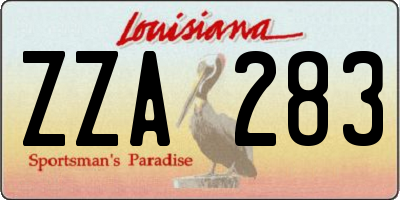 LA license plate ZZA283