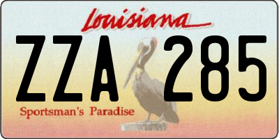 LA license plate ZZA285