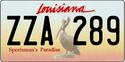 LA license plate ZZA289