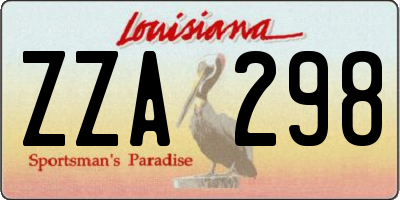 LA license plate ZZA298