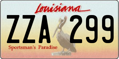 LA license plate ZZA299